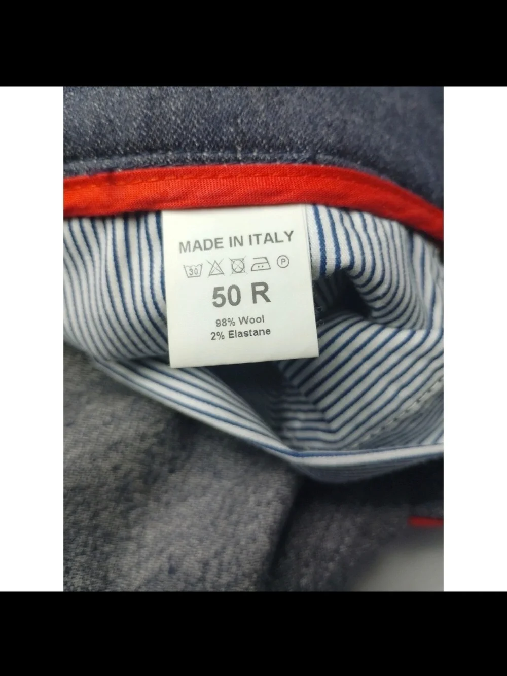 Isaia Slim Straight Jeans in Charcoal Gray with Red Leather Patch